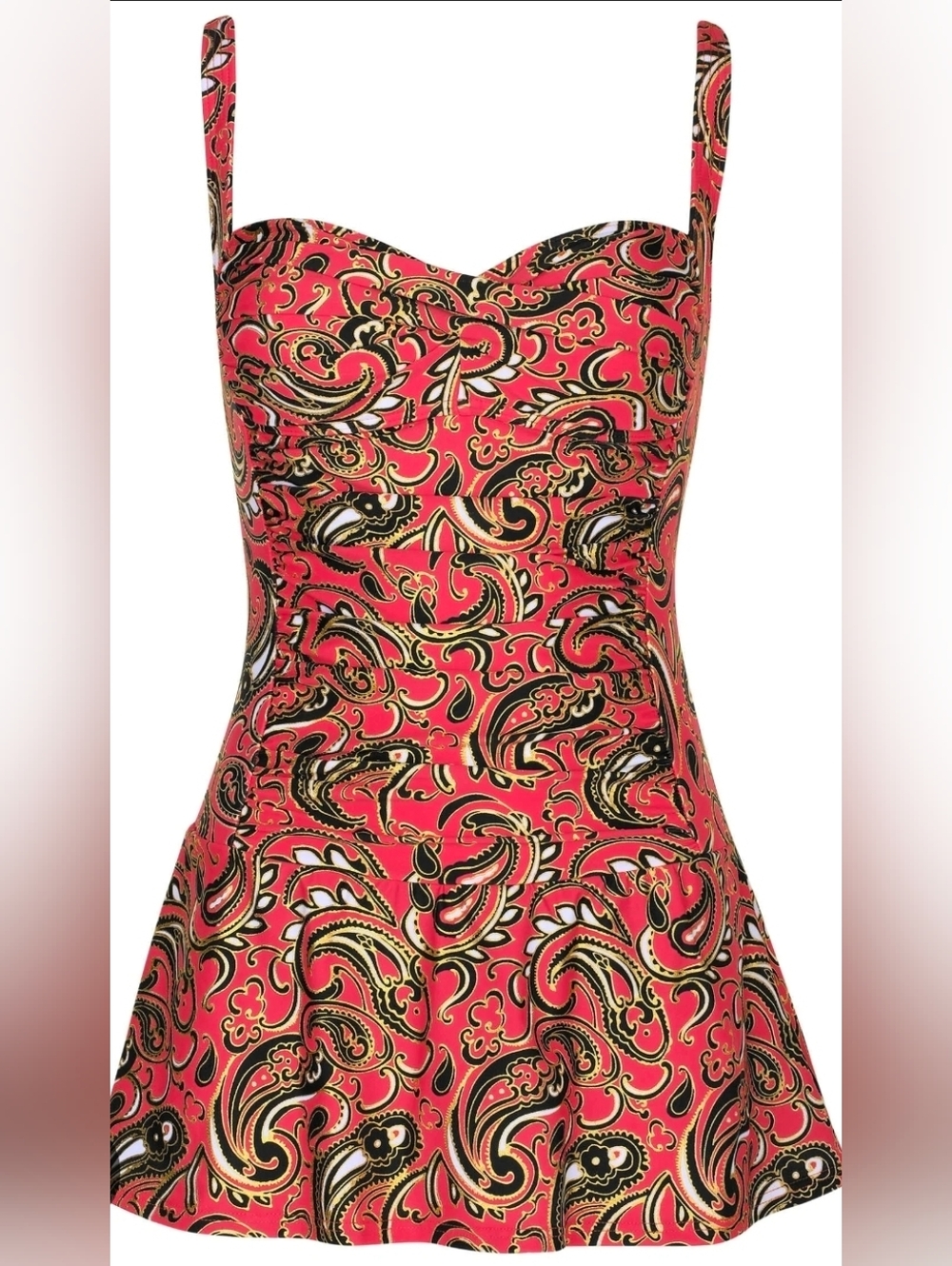 NEW - Women's St Tropez Slimming Swimsuit - Red/Gold Splendid Paisley (Size 14)